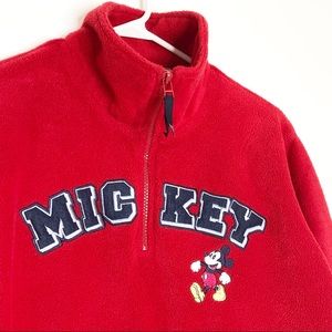 Disney embroidered Mickey fleece pull over EUC